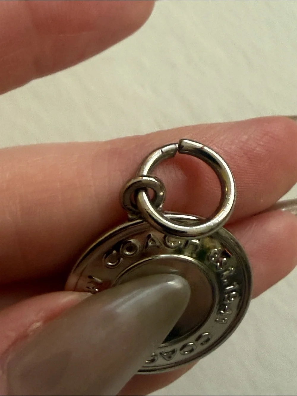 Coach Est. 1941 Round Silver Tone Medallion Bag Charm Pendant Replacement Tag